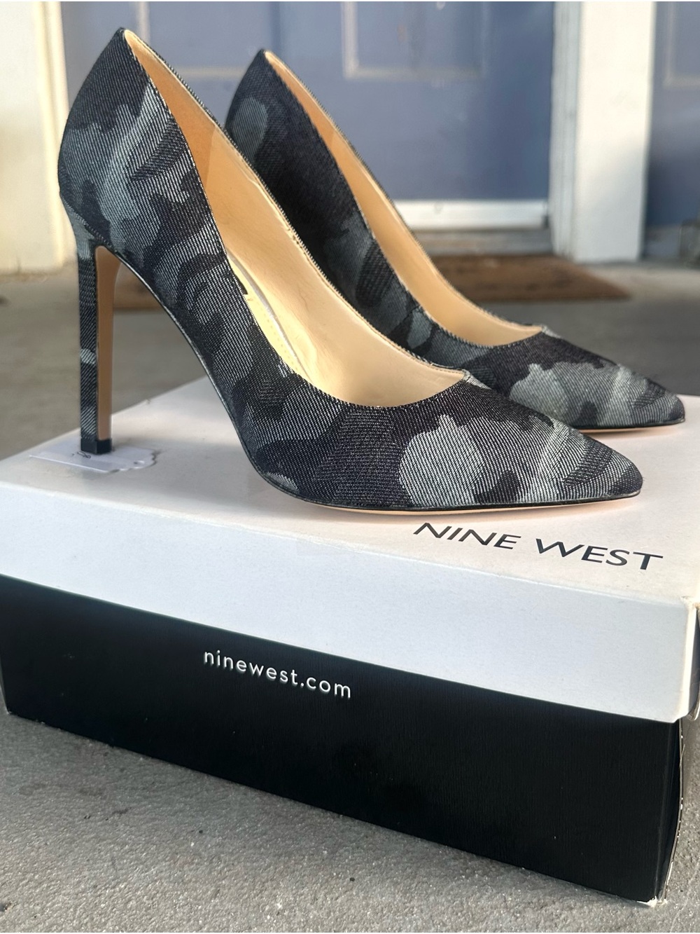 Nine West Women's Grey Camouflage Pointed-Toe Stiletto Tatiana Pumps